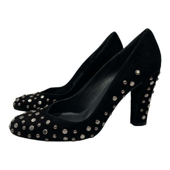 Stuart Weitzman Black Studded Suede Pumps Size 6 M - Picture 7 of 13